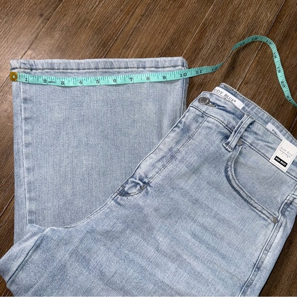 Judy Blue High Waist Wide Straight Leg Jeans Medium Blue Stretch Whiskered - Picture 5 of 12